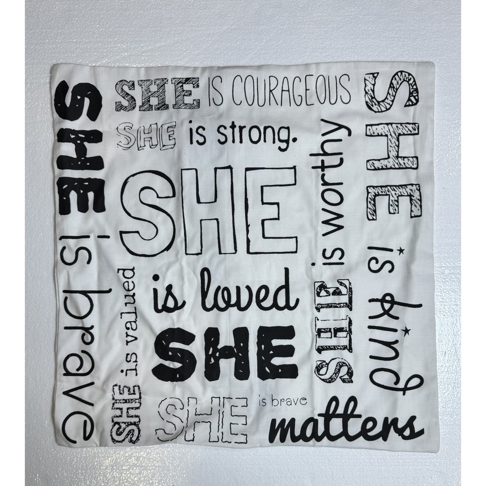 She‎ Is Loved Pillow Case White With Affirmations